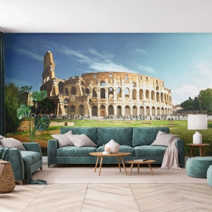 Papier Peint Photo Premium Sand - On entend encore la détonation de l'arme - Colisée, Rome, Architecture - 350x256 cm