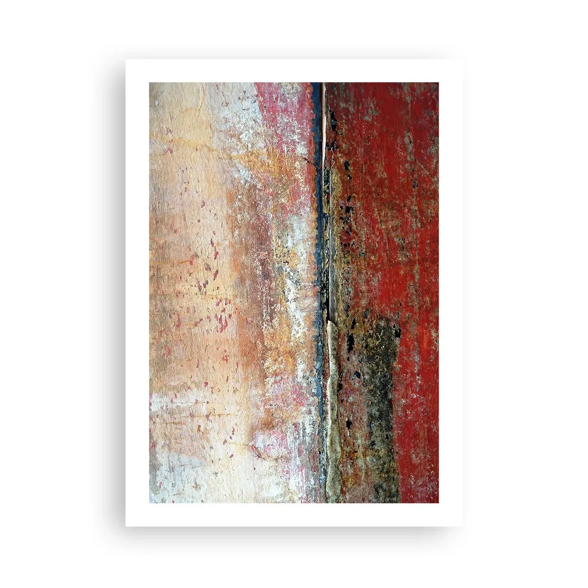 Affiche - Poster - Texture abstraite avec des abrasions en rouge et beige - 50x70cm - C'est peut-être la mer - Décoration murale moderne pour le salon et la chambre ARTTOR