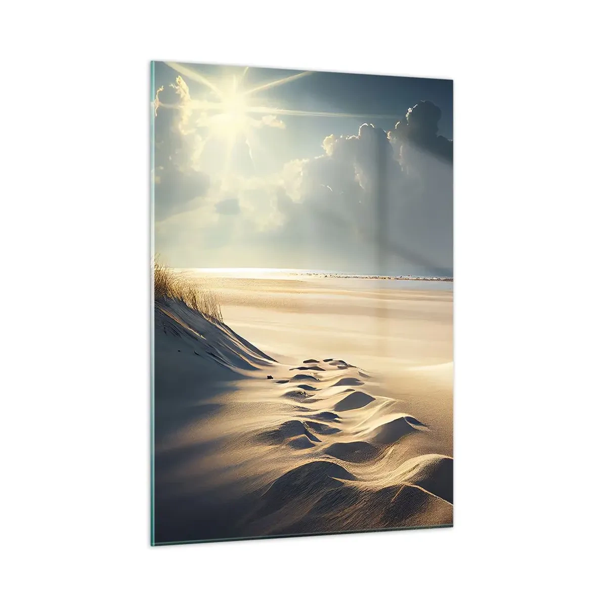 Impression sur verre - Image sur verre - Dunes dorées illuminées par les rayons du soleil - 50x70cm - Un paysage apaisant - Décoration murale moderne pour le salon et la chambre ARTTOR