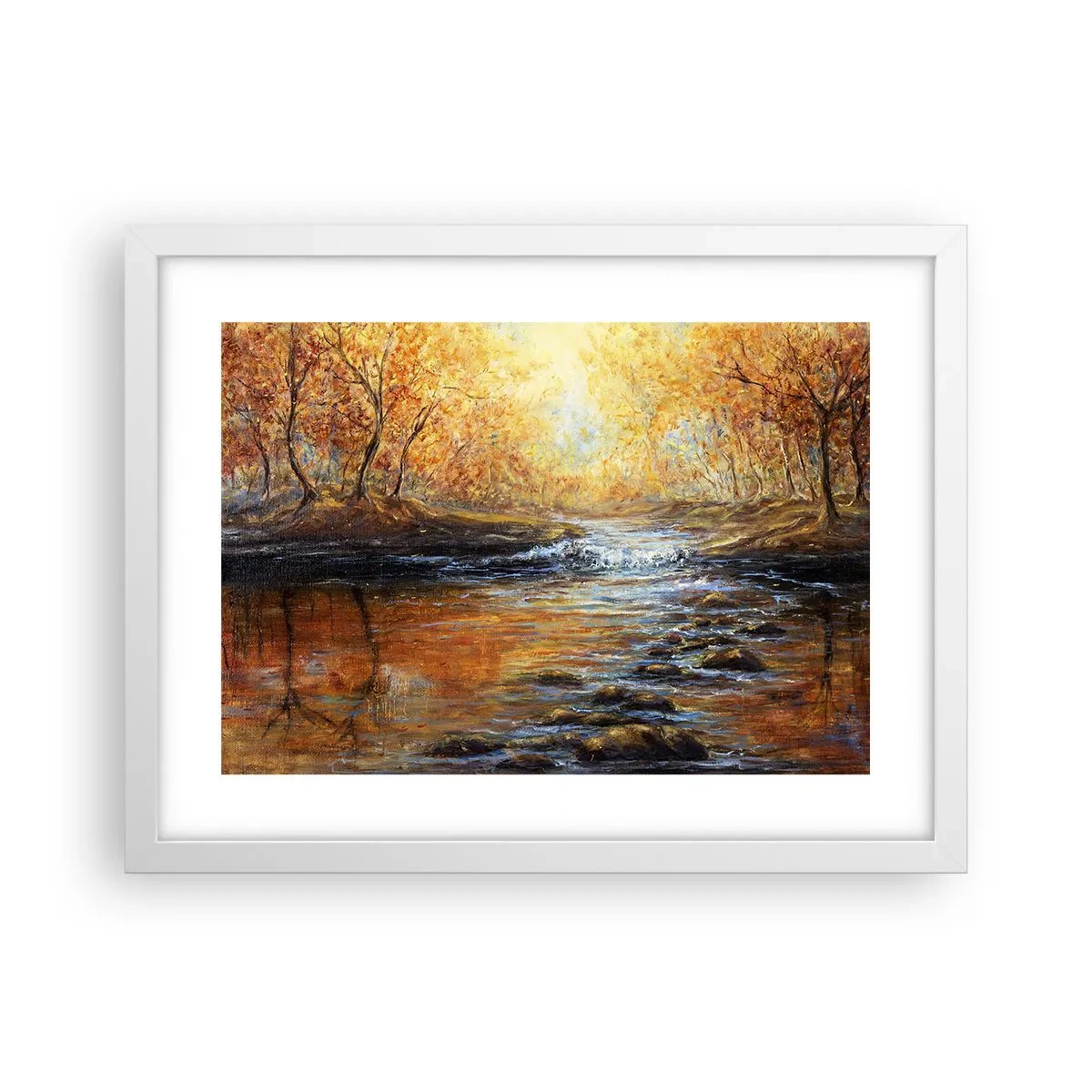 Affiche dans un cadre blanc - Poster - Le ruisseau d'or - 40x30 cm