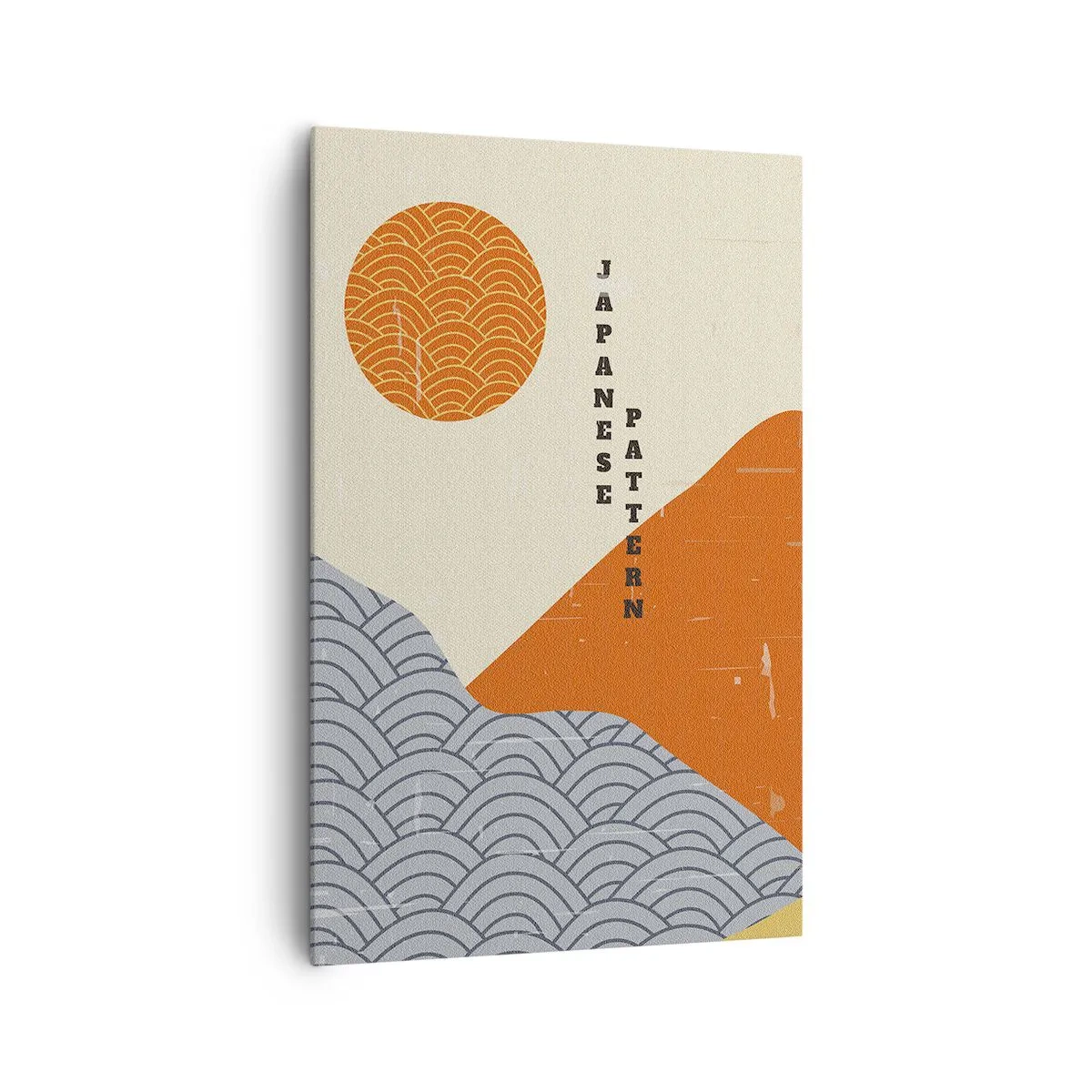 Impression sur toile - Image sur toile - Motifs japonais avec montagnes, soleil et style minimaliste - 80x120cm - Dans l'esprit japonais - Décoration murale moderne pour le salon et la chambre ARTTOR