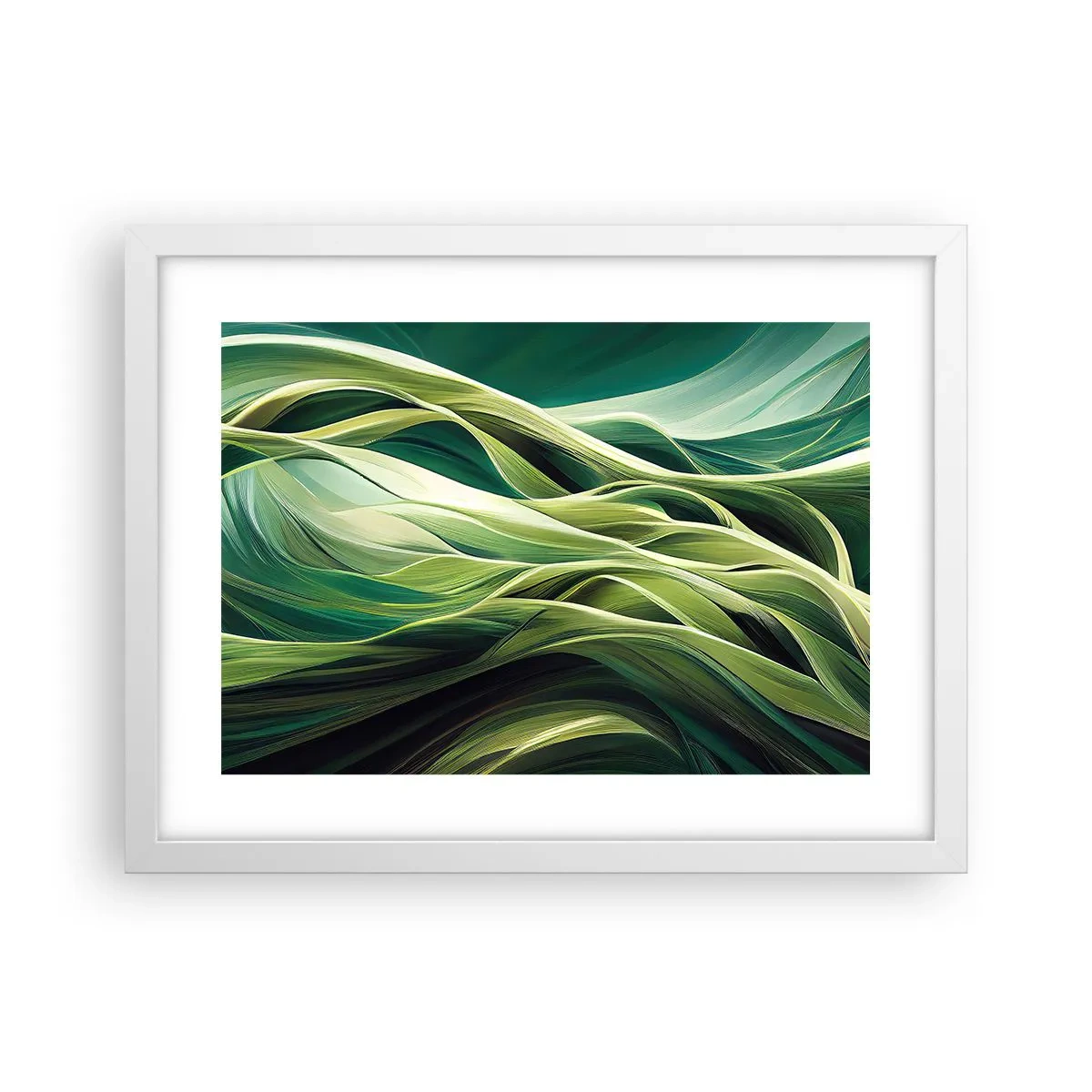 Affiche dans un cadre blanc - Poster - Jeu de vert abstrait - 40x30 cm