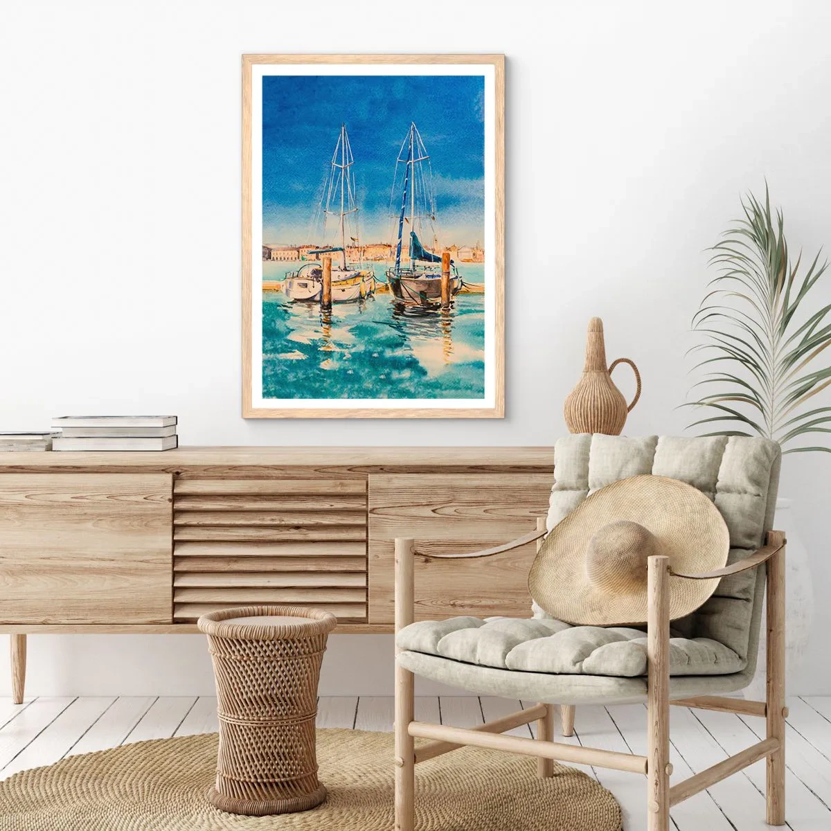 Affiche dans un chêne clair - Poster - Lagune ensoleillée - 30x40 cm