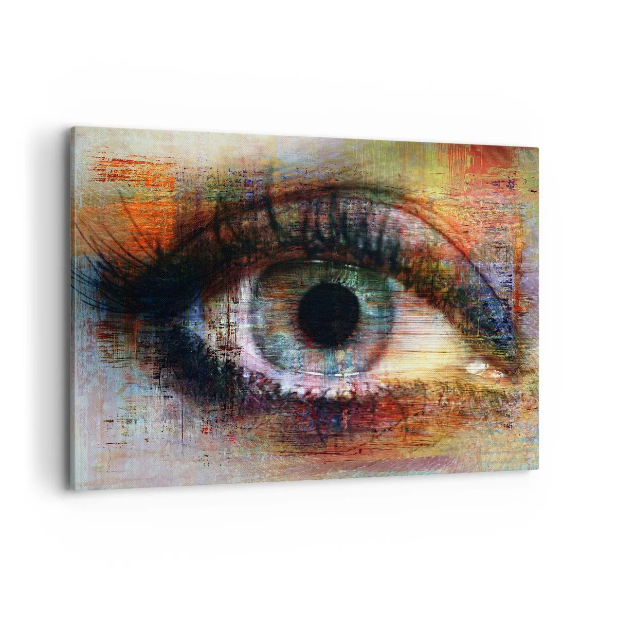 Impression sur toile - Image sur toile - Œil artistique dans l'abstraction multicolore - 100x70cm - Vous pouvez jeter un coup d'œil dans l'âme - Décoration murale moderne pour le salon et la chambre ARTTOR