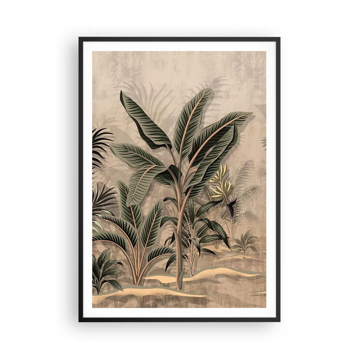 Affiche dans un cadre noir - Poster - Une gravure de style colonial - 70x100 cm