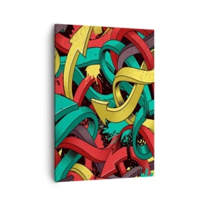Impression sur toile - Image sur toile - Des flèches abstraites aux couleurs vives créant le chaos - 50x70cm - Quel chemin vers le but ? - Décoration murale moderne pour le salon et la chambre ARTTOR