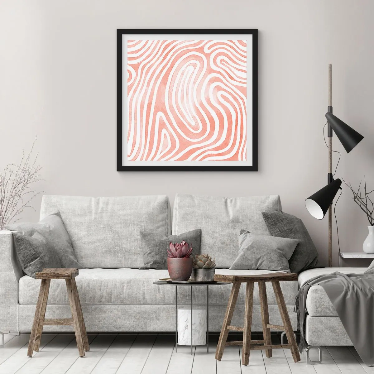 Affiche dans un cadre noir - Poster - Dans le labyrinthe de corail - 30x30 cm