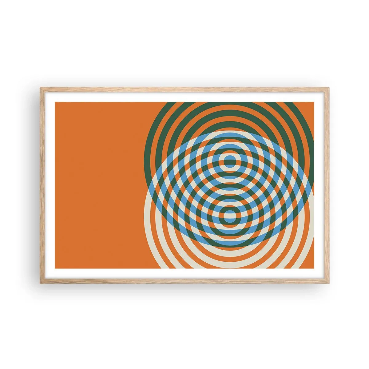 Affiche dans un chêne clair - Poster - Variation circulaire abstraite - 91x61 cm