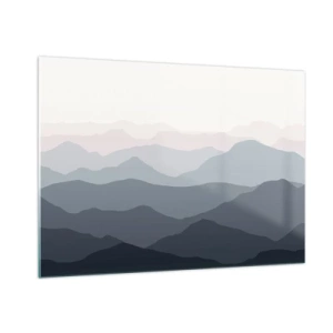 Impression sur verre - Image sur verre - Subtiles couches de montagnes aux tons pastel - 100x70cm - Vagues de montagnes - Décoration murale moderne pour le salon et la chambre ARTTOR