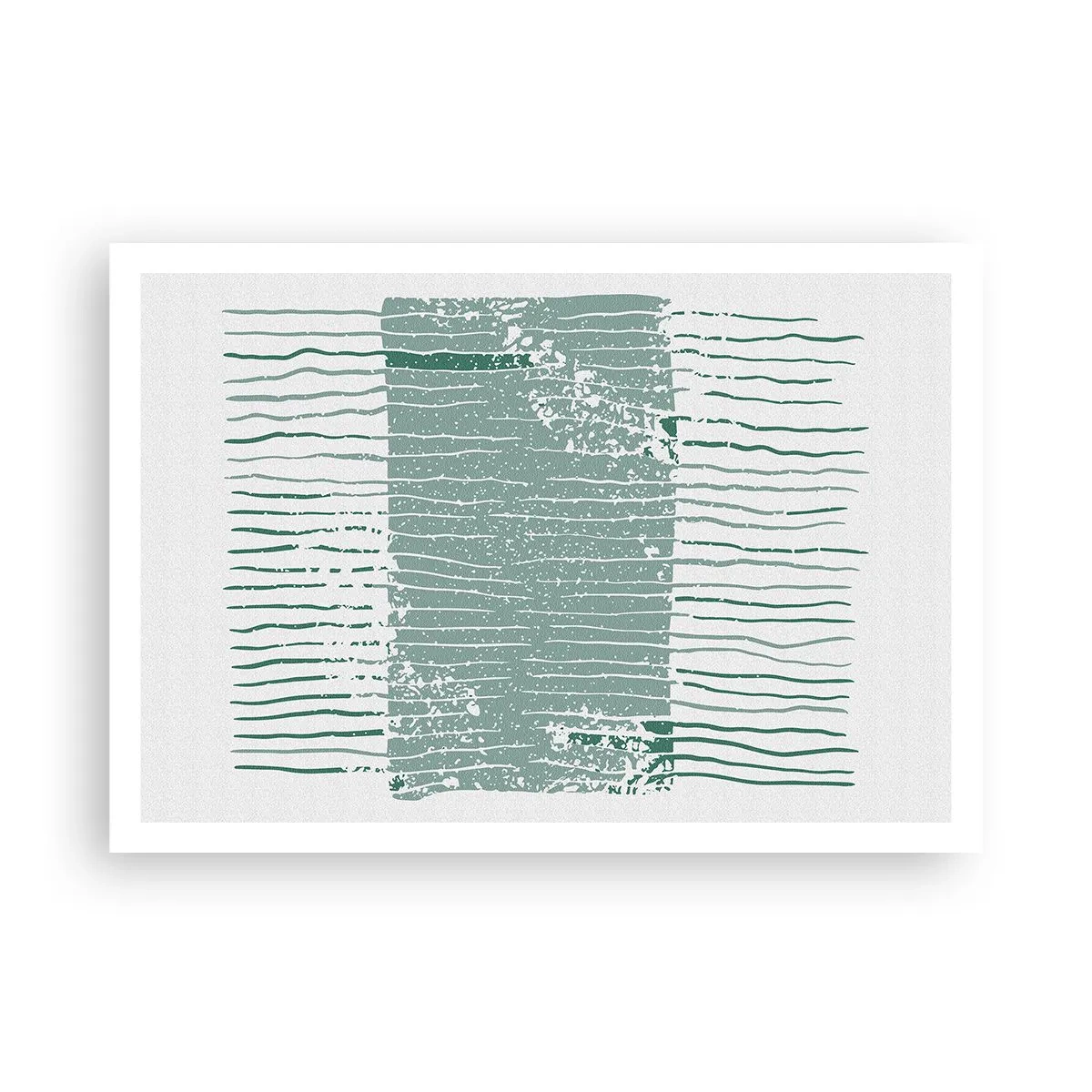 Affiche - Poster - Motif géométrique dans les tons vert mer et blanc - 100x70cm - Abstraction de la mer - Décoration murale moderne pour le salon et la chambre ARTTOR