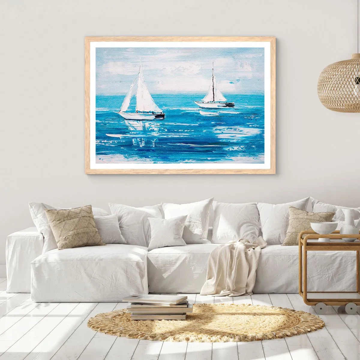 Affiche dans un chêne clair - Poster - Avec un ami à mes côtés - 100x70 cm