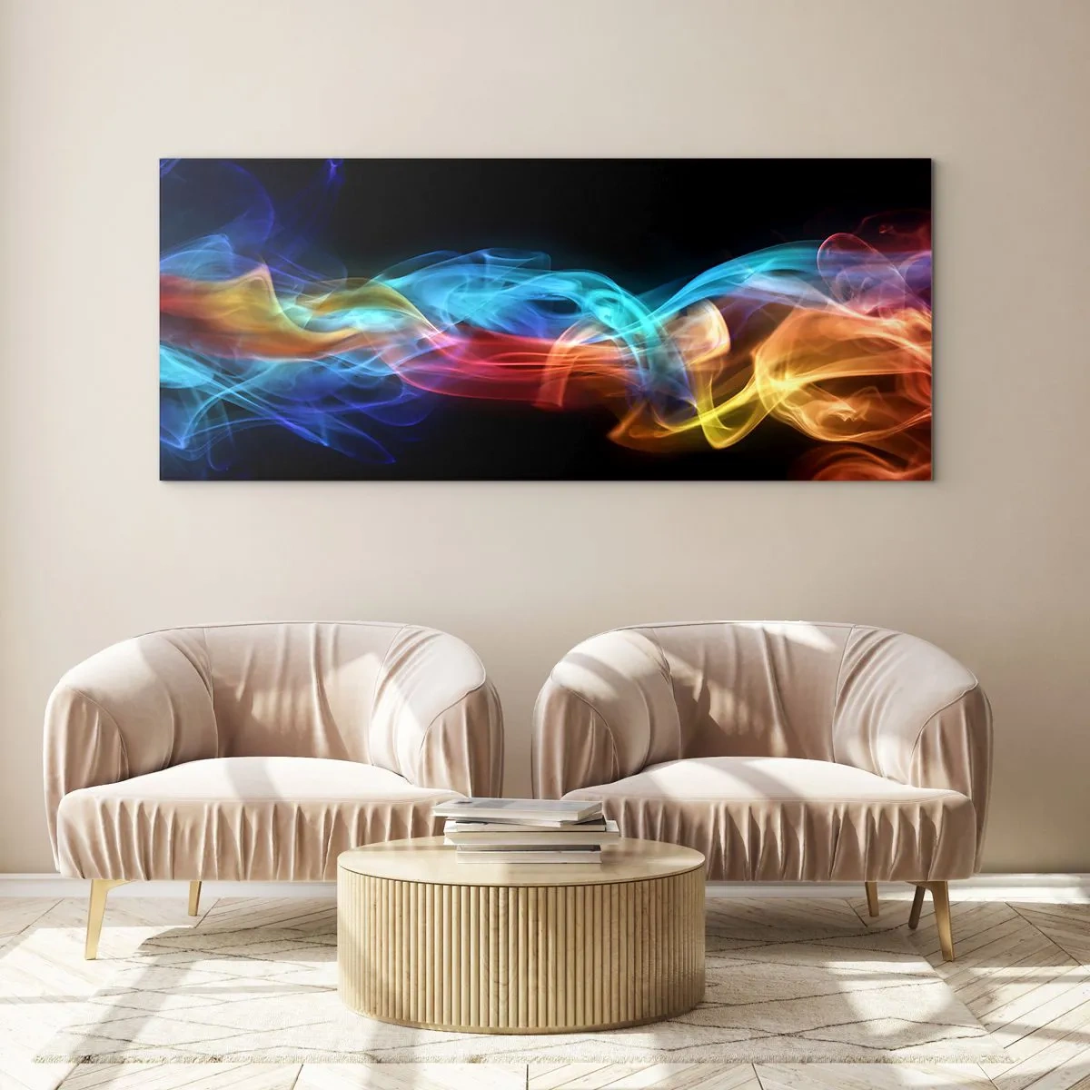 Impression sur verre - Image sur verre - Danse arc-en-ciel du brouillard - 100x40 cm