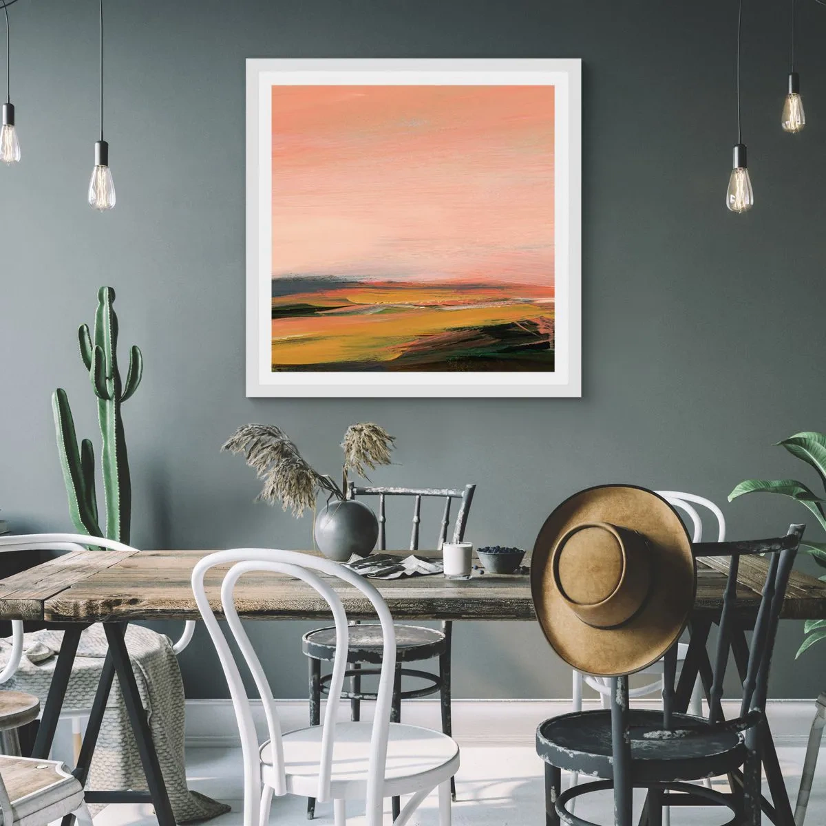 Affiche dans un cadre blanc - Poster - Dans les tons de roses - 50x50 cm