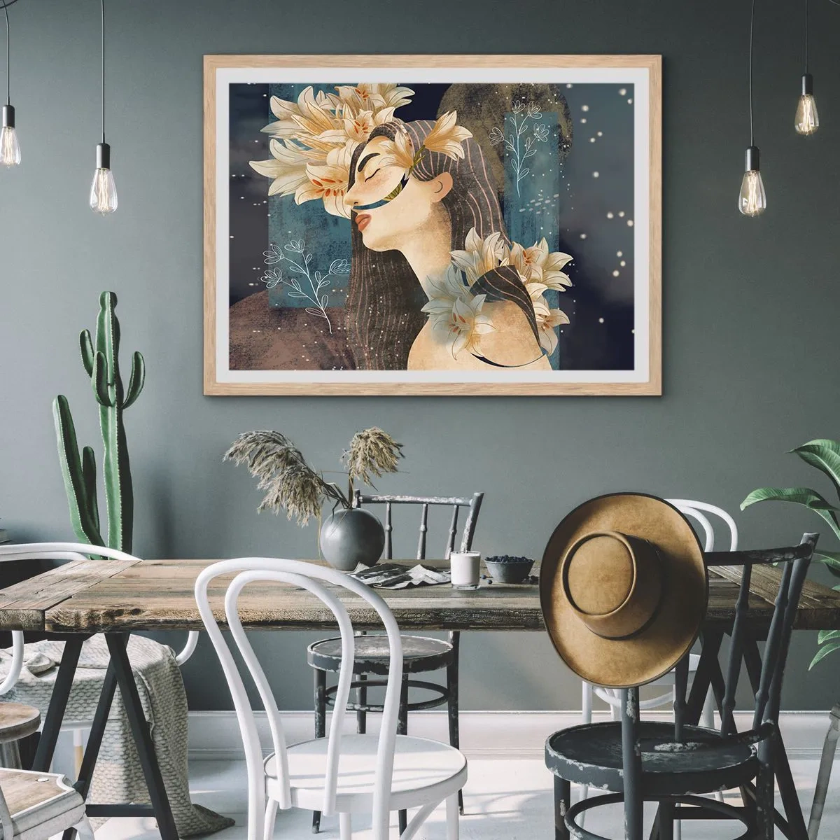 Affiche dans un chêne clair - Poster - Conte de fée sur la princesse lilas - 70x50 cm