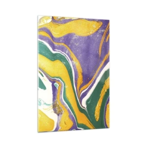 Impression sur verre - Image sur verre - Motif de marbre abstrait aux couleurs vives - 80x120cm - Ondes de couleur - Décoration murale moderne pour le salon et la chambre ARTTOR