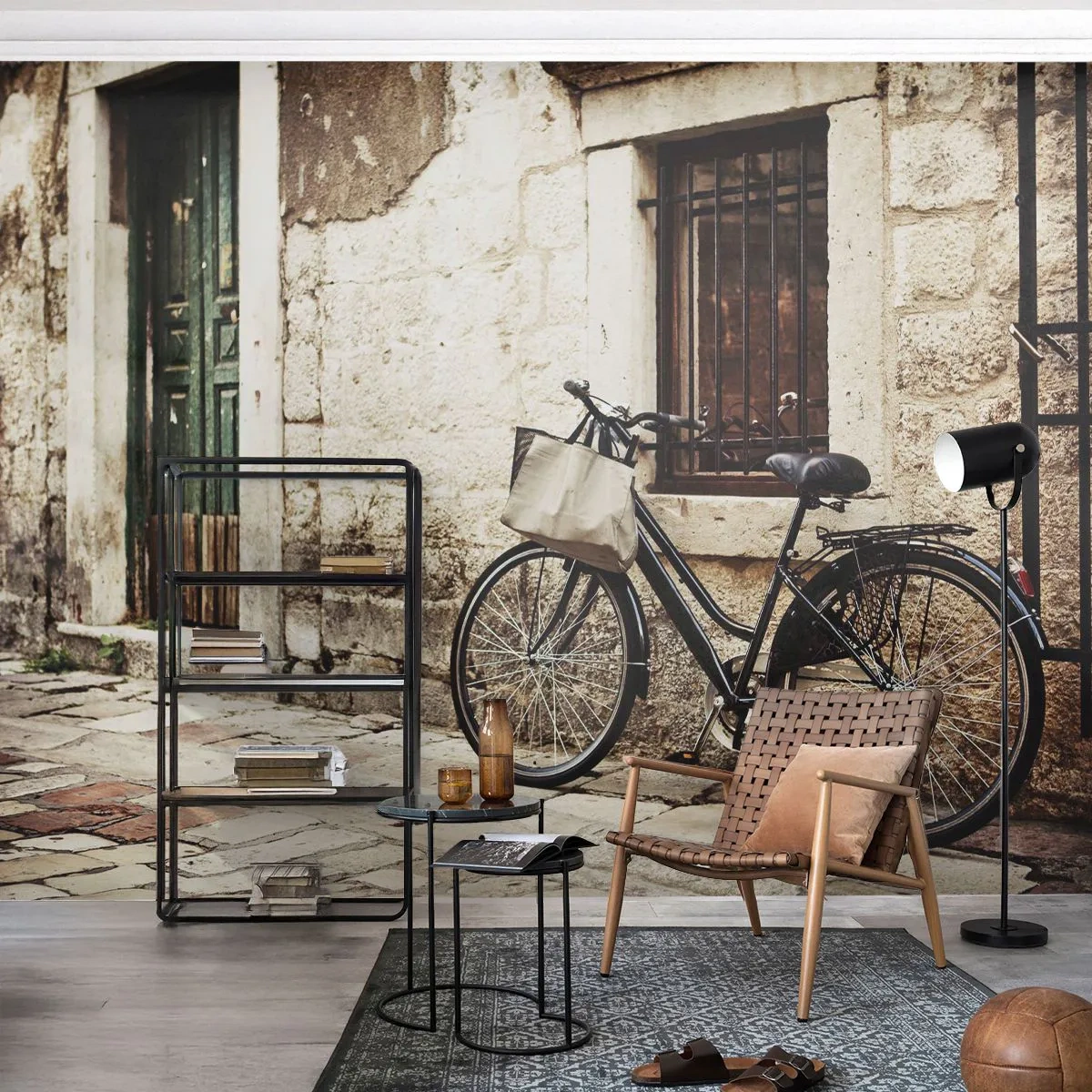 Papier Peint Photo Standard Eco - Retour au passé - Architecture, Vélo, Ancien - 200x140 cm