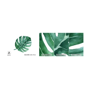 Échantillon de Papier Peint Autocollant Deluxe Sticker - Concept vert - Monstre, Feuille, Bohème - 100x30 cm