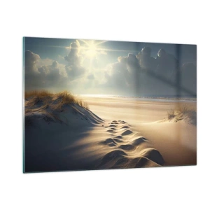 Impression sur verre - Image sur verre - Dunes dorées illuminées par les rayons du soleil - 120x80cm - Un paysage apaisant - Décoration murale moderne pour le salon et la chambre ARTTOR