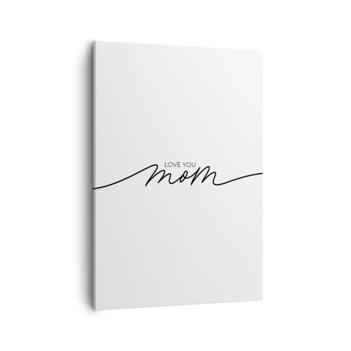 Impression sur toile - Image sur toile - Inscription minimaliste « Love You Mom » sur fond blanc - 50x70cm - Grand chamboulement - Décoration murale moderne pour le salon et la chambre ARTTOR
