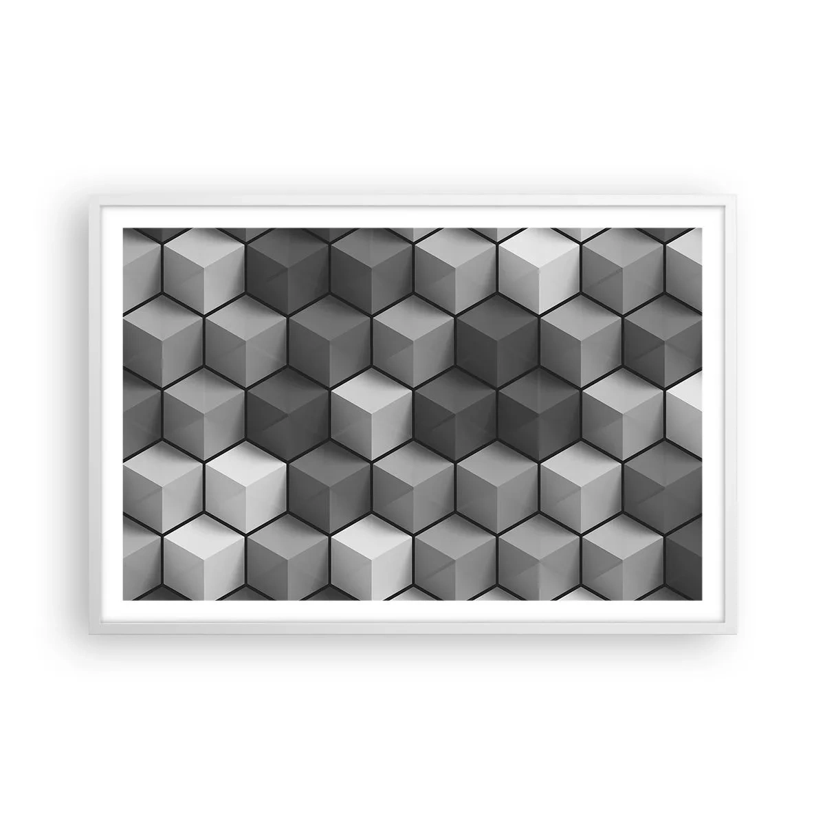 Affiche dans un cadre blanc - Poster - Puzzle cubiste - 91x61 cm