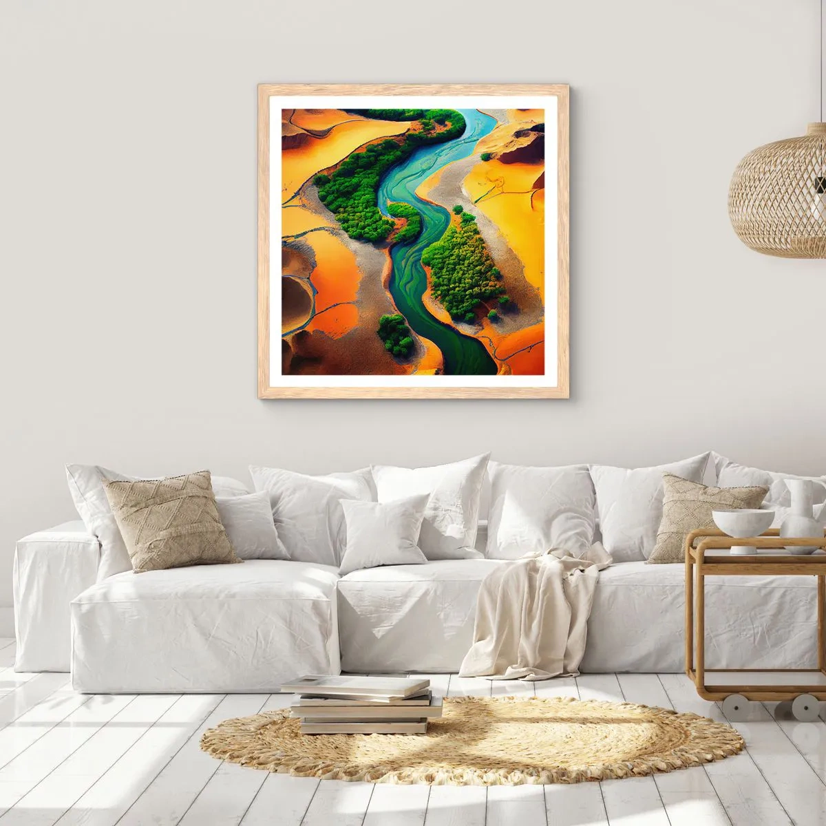 Affiche dans un chêne clair - Poster - Rivière vivifiante - 50x50 cm