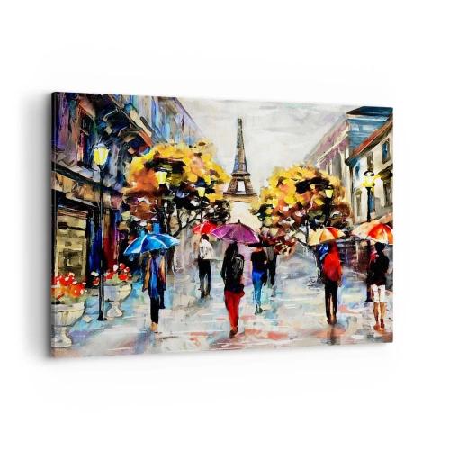 Impression sur toile - Image sur toile - Une promenade d'automne à Paris avec vue sur la Tour Eiffel - 100x70cm - Particulièrement beau en automne - Décoration murale moderne pour le salon et la chambre ARTTOR