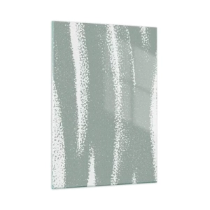 Impression sur verre - Image sur verre - Rayures blanches sur un fond vert frais - 50x70cm - Abstraction dans un climat hivernal - Décoration murale moderne pour le salon et la chambre ARTTOR