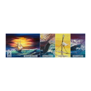 Échantillon de Papier Peint Premium Sand - Courageusement sous les vagues - Bateau à voile, Mer, Tempête - 100x30 cm