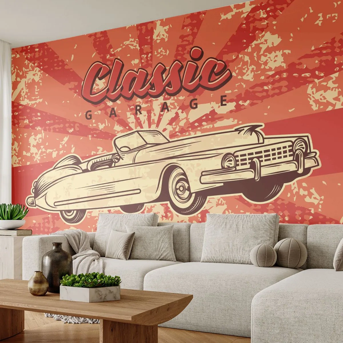 Papier Peint Photo Standard Eco - Et à la radio, Elvis - Voiture, Cabriolet, Voyages - 400x280 cm