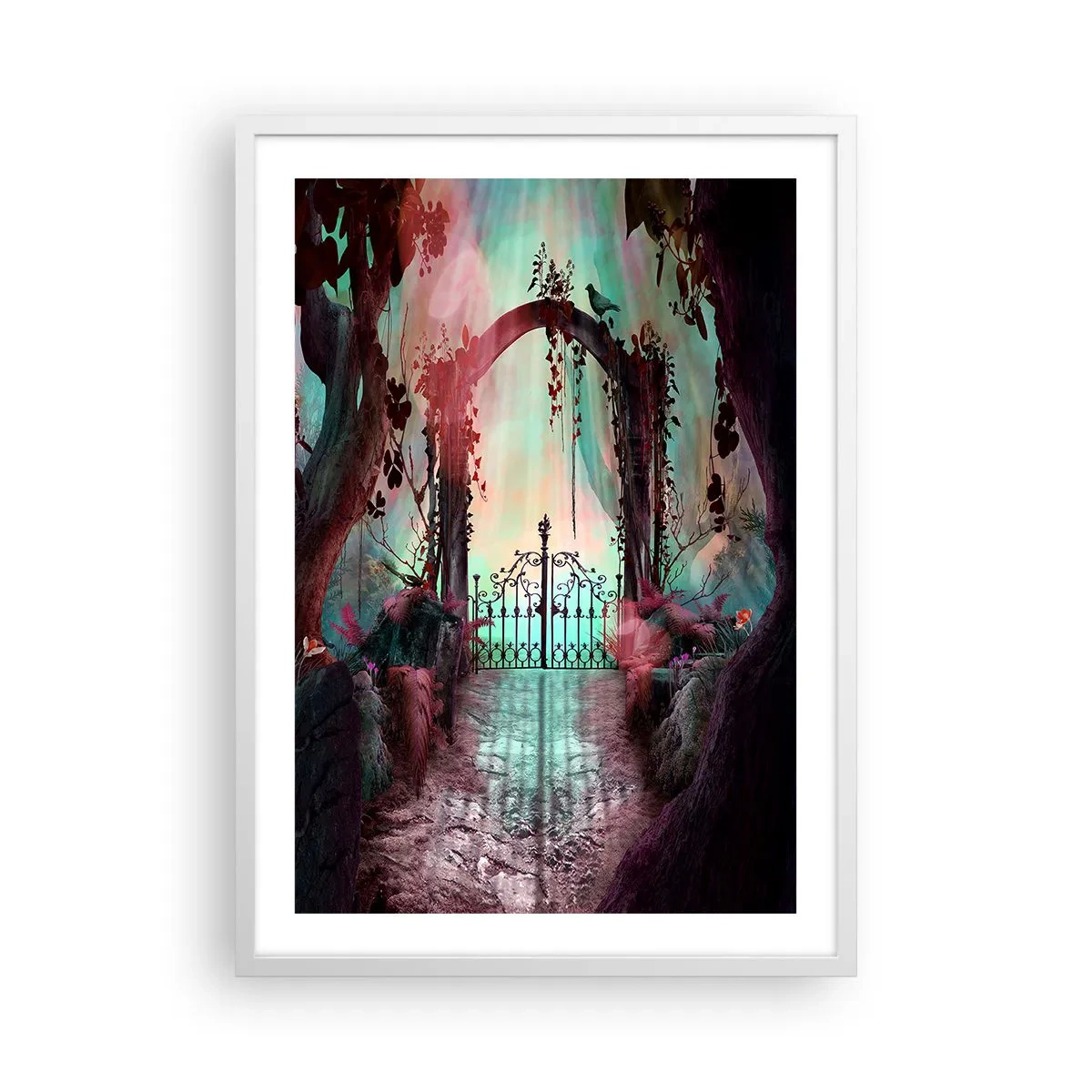 Affiche dans un cadre blanc - Poster - Jardin secret - 50x70 cm