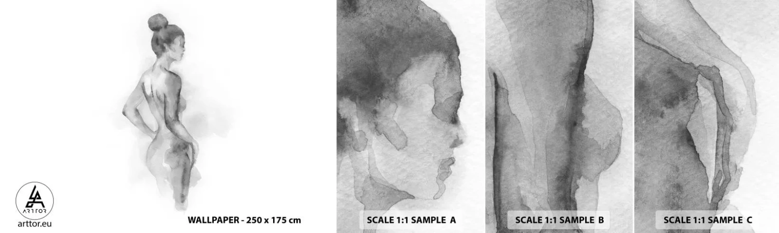 Échantillon de Papier Peint Autocollant Deluxe Sticker - Belle comme une peinture - Femme, Corps, Graphique - 100x30 cm