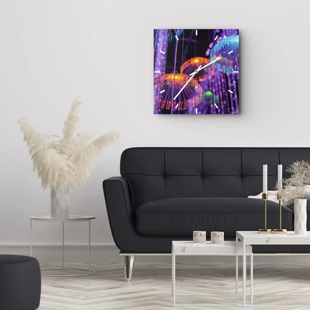 Horloge murale - Pendule murale - Fontaine lumineuse - 40x40 cm