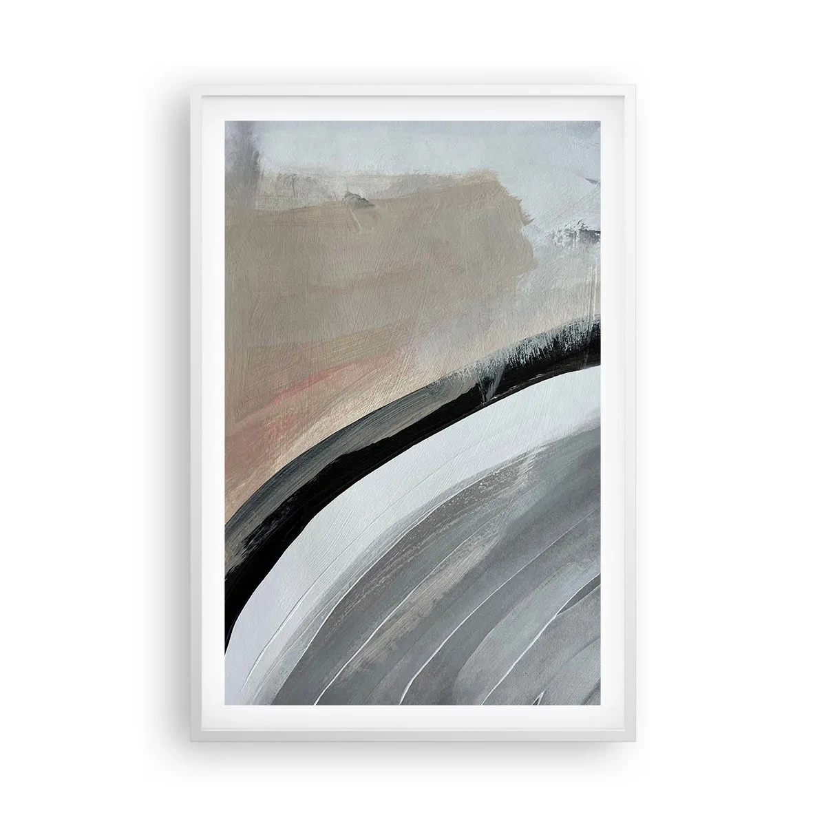 Affiche dans un cadre blanc - Poster - Composition : arc de noir et gris - 61x91 cm