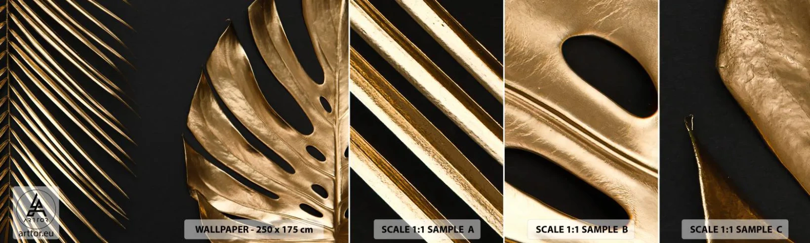 Échantillon De Papier Peint Standard Eco - Différent et tout aussi cher - Feuille de palmier, Feuille de monstre, Abstraction - 100x30 cm