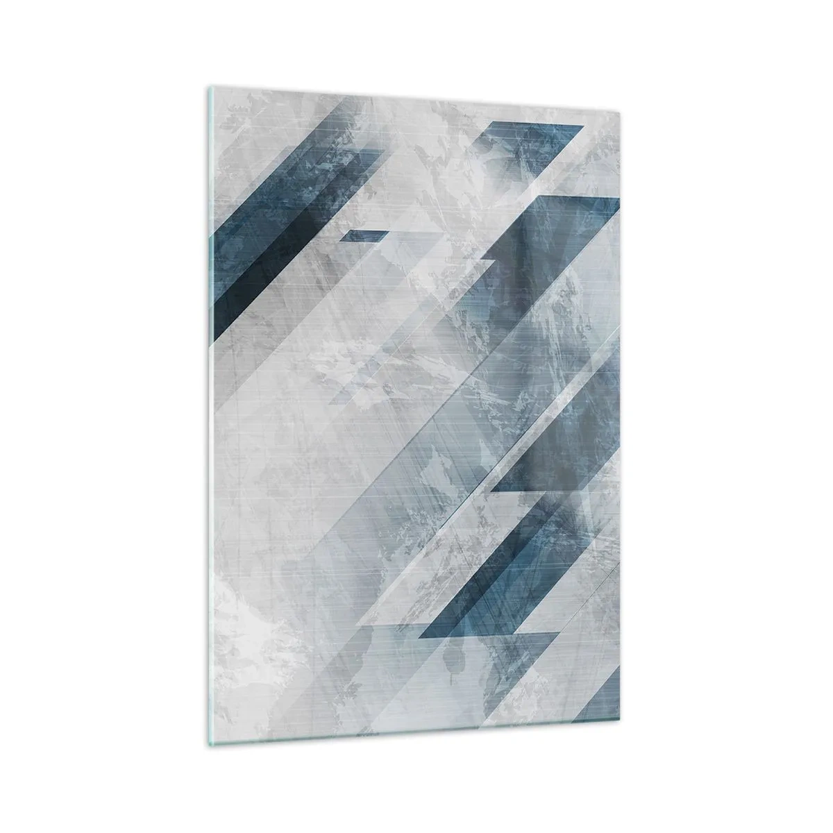 Impression sur verre - Image sur verre - Rayures géométriques dans les tons de gris et bleu marine - 50x70cm - Composition spatiale - mouvement gris - Décoration murale moderne pour le salon et la chambre ARTTOR
