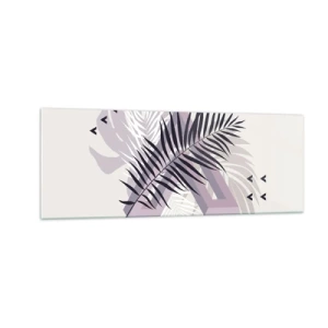 Impression sur verre - Image sur verre - Une composition minimaliste avec des feuilles et des formes géométriques - 140x50cm - L'ombre de l'obscurité - Décoration murale moderne pour le salon et la chambre ARTTOR