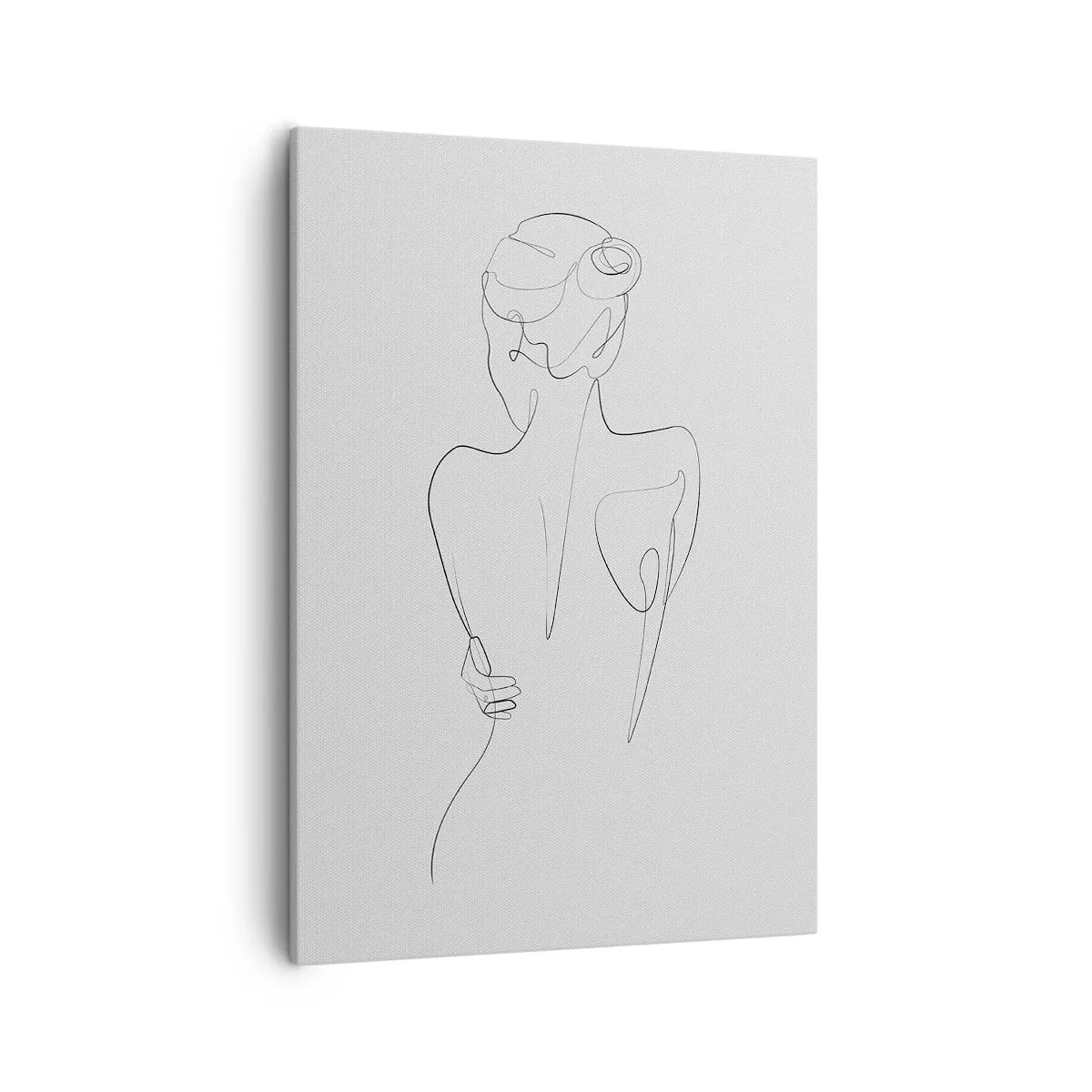 Impression sur toile - Image sur toile - Une ligne de contour montrant une silhouette féminine sur un fond clair - 50x70cm - Musique corporelle - Décoration murale moderne pour le salon et la chambre ARTTOR