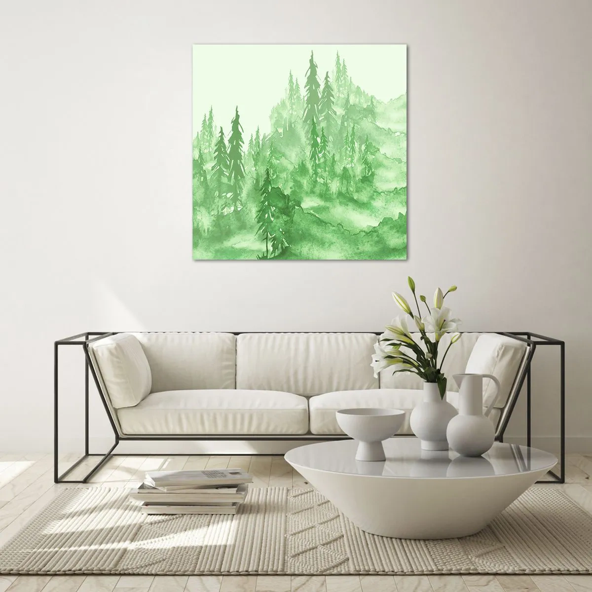 Impression sur verre - Image sur verre - Flou de brouillard vert - 40x40 cm