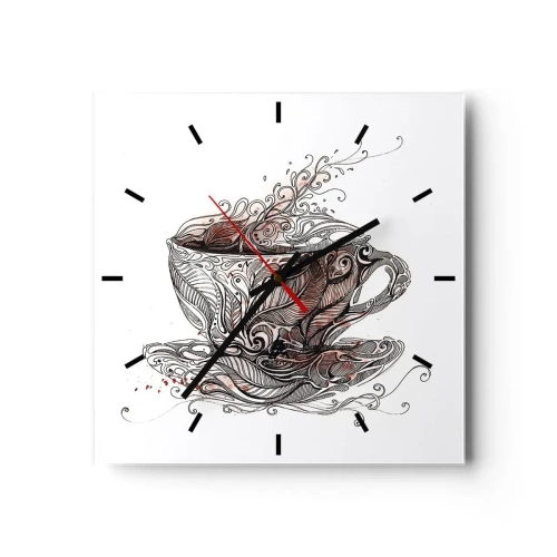 Horloge murale - Pendule murale - Tasse à café décorative avec un motif artistique - 30x30cm - Du thé, bon pour tout - Décoration murale moderne pour le salon et la chambre ARTTOR