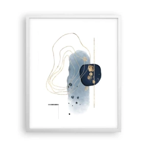 Affiche dans un cadre blanc - Poster - Fantaisie bleu et or - 40x50 cm