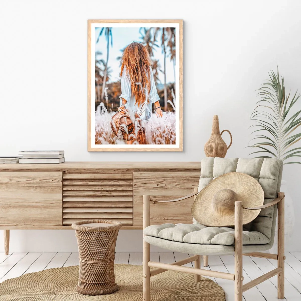 Affiche dans un chêne clair - Poster - Né de peluches d'herbe - 70x100 cm