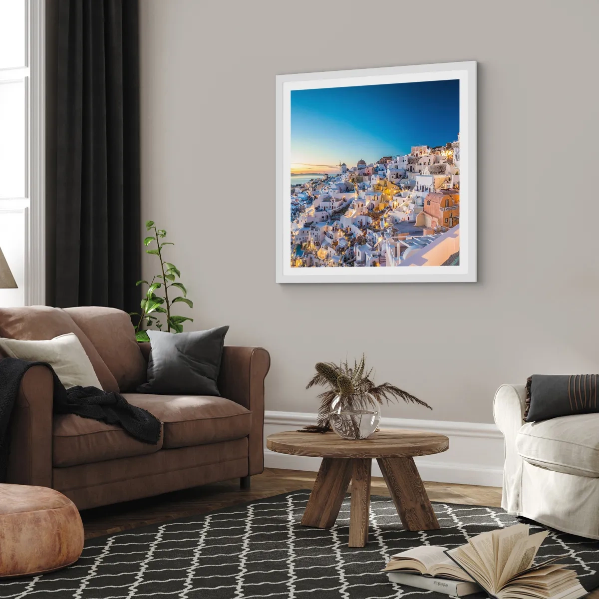 Affiche dans un cadre blanc - Poster - L'essence de la grecque - 60x60 cm