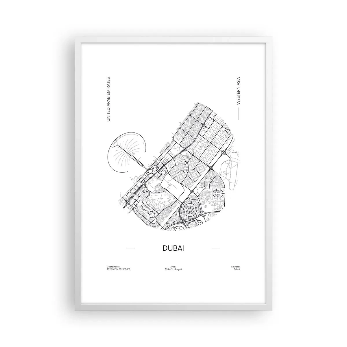 Affiche dans un cadre blanc - Poster - Anatomie de Dubaï - 50x70 cm