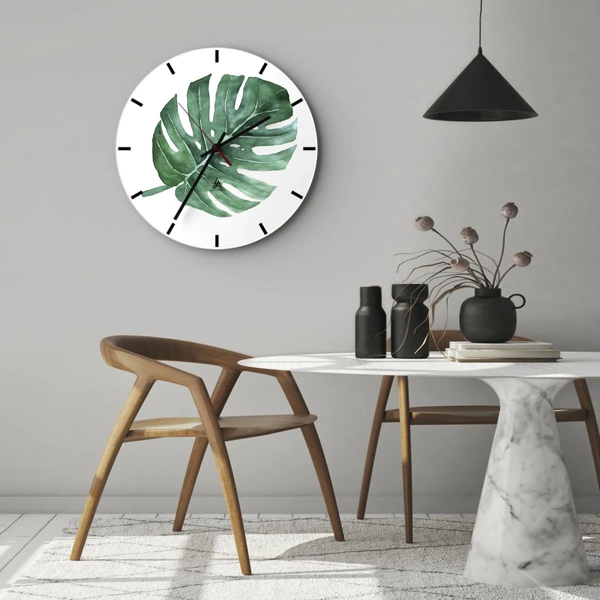 Horloge murale - Pendule murale - Concept vert - 40x40 cm