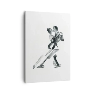 Impression sur toile - Image sur toile - Une illustration subtile d'un couple dansant dans un style monochrome. - 50x70cm - En un battement - Décoration murale moderne pour le salon et la chambre ARTTOR