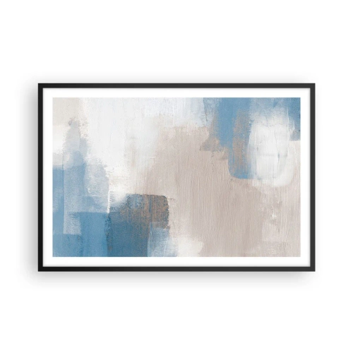 Affiche dans un cadre noir - Poster - Abstraction rose derrière un rideau de bleu - 91x61 cm