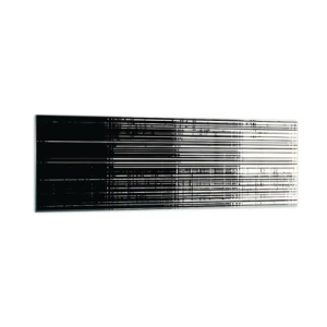 Impression sur verre - Image sur verre - Composition abstraite de lignes en noir et blanc contrastés - 160x50cm - Ondes et vibrations - Décoration murale moderne pour le salon et la chambre ARTTOR