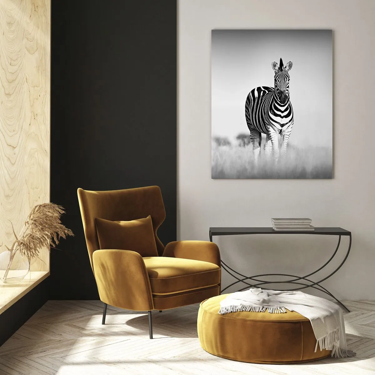 Impression sur verre - Image sur verre - Deux zèbres dans la savane dans un style monochrome - 80x120cm - Le monde est bel et bien noir et blanc - Décoration murale moderne pour le salon et la chambre ARTTOR