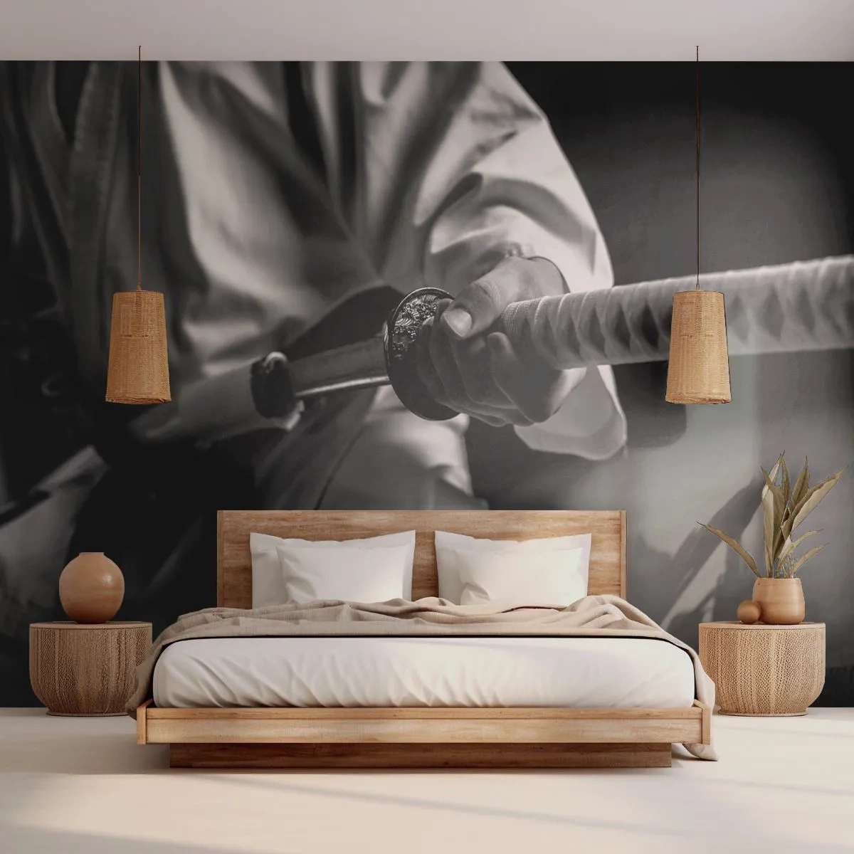 Papier peint sur mesure Premium Sand - Âme de guerrier - épée de samouraï, Japon, Arts martiaux