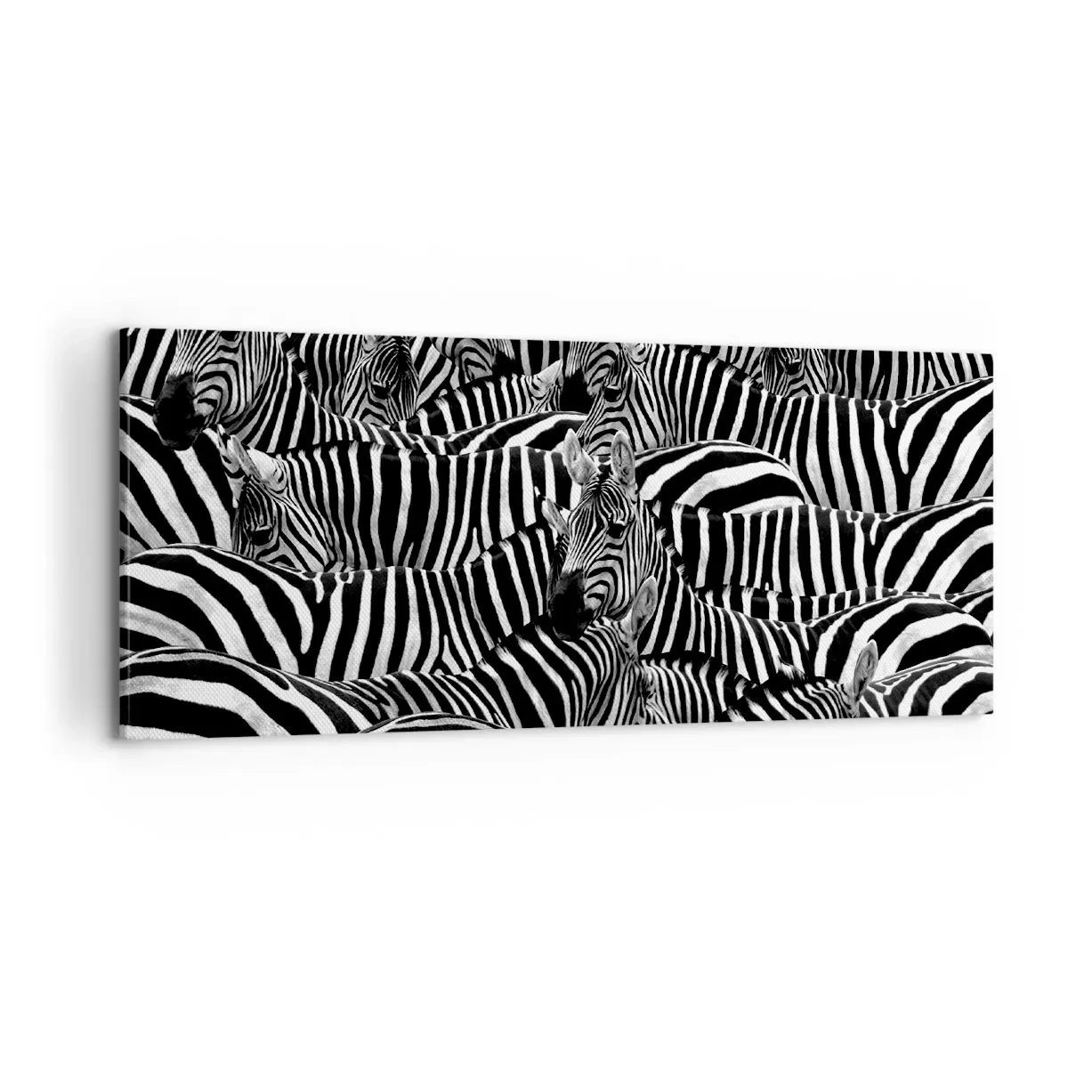 Impression sur toile - Image sur toile - Portrait collectif à rayures - 100x40 cm